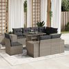 vidaXL 9-tlg. Garten-Sofagarnitur mit Kissen Hellgrau Poly Rattan