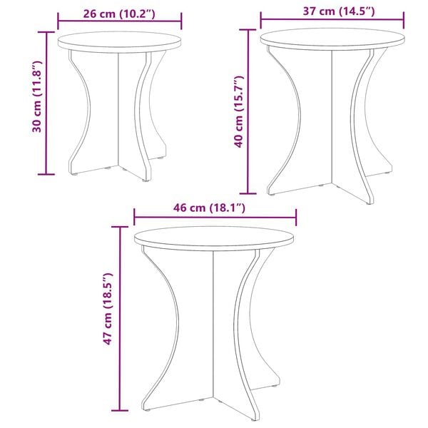 vidaXL Couchtisch 3 pcs Wei&szlig;