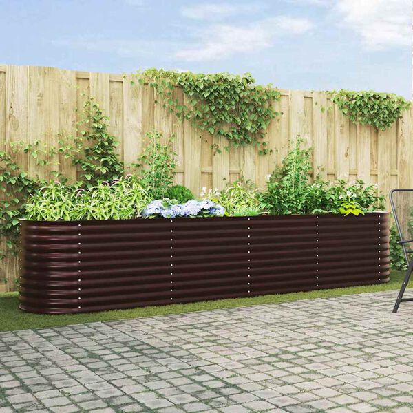 vidaXL Garten-Hochbeet Braun 400 x 80 x 81 cm Stahl