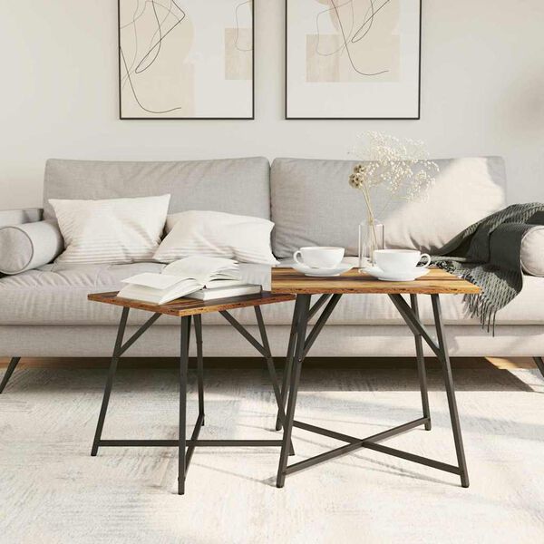 vidaXL Beistelltisch-Set 2 pcs Altholz und Schwarz