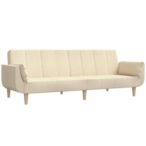 vidaXL Schlafsofa 2-Sitzer mit 2 Kissen Creme Stoff