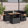 vidaXL 5tlg. Garten-Sofagarnitur mit Kissen Schwarz Poly Rattan Akazie