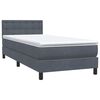 vidaXL Boxspringbett mit Matratze Dunkelgrau 100x210 cm Samt