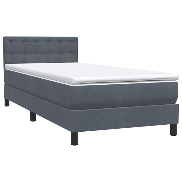 vidaXL Boxspringbett mit Matratze Dunkelgrau 100x210 cm Samt