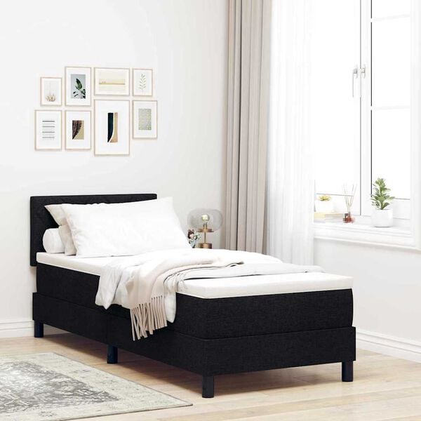 vidaXL Boxspringbett mit Matratze Schwarz 80 x 200 cm Stoff