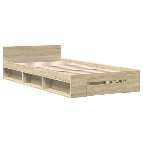 vidaXL Bettgestell mit Schublade Sonoma-Eiche 90x200 cm Holzwerkstoff