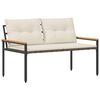 vidaXL Bank Outdoor 2 -Seater 116 x 67,5 x 72 cm Poly-Rattan Cremewei&szlig;