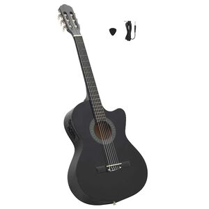vidaXL Westerngitarre Cutaway mit Equalizer und 6 Saiten Schwarz