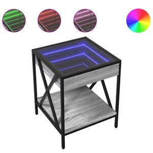 vidaXL Nachttisch mit Infinity-LED Grau Sonoma 40x40x49 cm