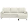 vidaXL 3-Sitzer-Sofa mit Hocker Creme 180 cm Samt