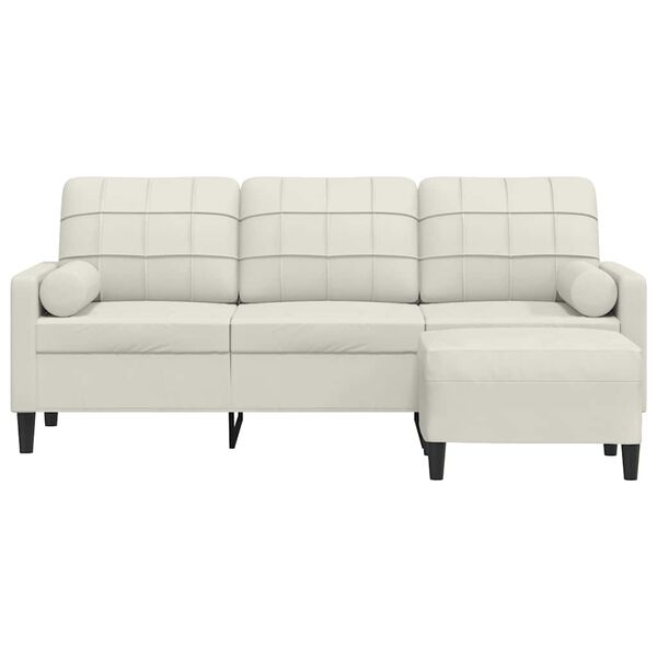 vidaXL 3-Sitzer-Sofa mit Hocker Creme 180 cm Samt