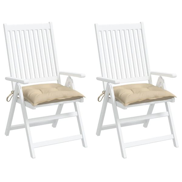 vidaXL Stuhlkissen 2 Stk. Beige 40x40x7 cm Oxford-Gewebe