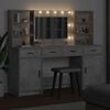 vidaXL Schminktischset mit LED mit T&uuml;r 3 pcs Beton Grau Holzwerkstoff