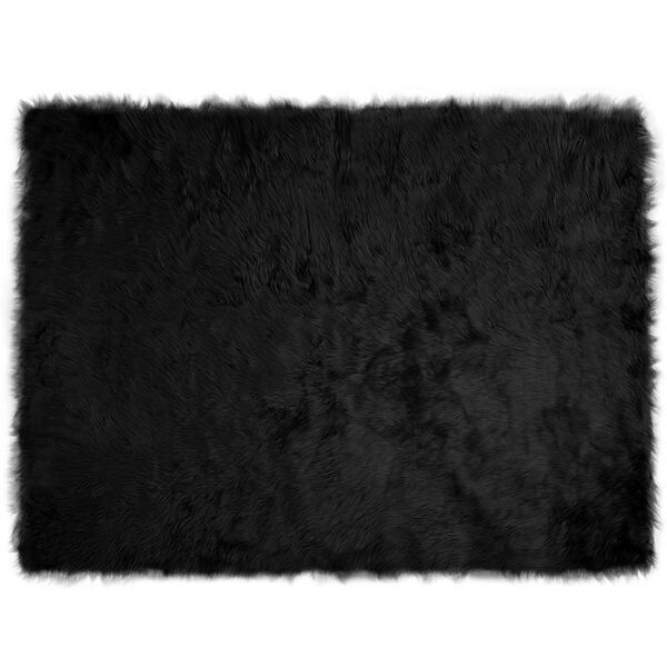 vidaXL Kunstschaffell Teppich Tafalla Schwarz 160 x 230 cm Polyester