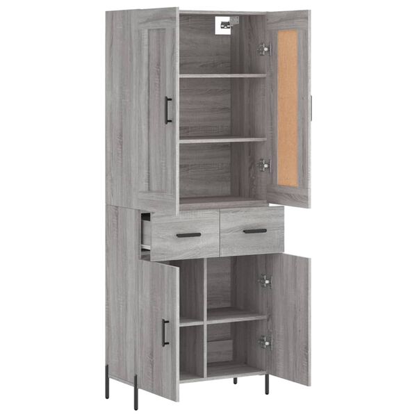 vidaXL Highboard Grau Sonoma 69,5x34x180 cm Holzwerkstoff