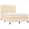 vidaXL Boxspringbett mit Matratze Creme 140x190 cm Stoff