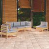 vidaXL 5-tlg. Garten-Lounge-Set mit Grauen Kissen Kiefer Massivholz