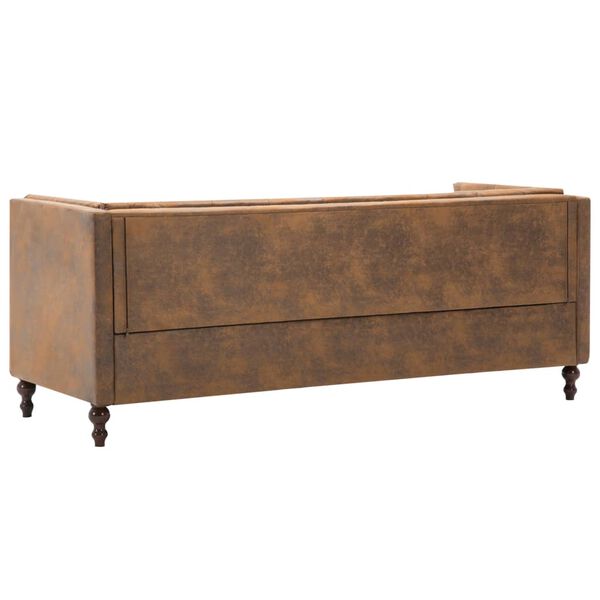 vidaXL Chesterfield-Sofa 3-Sitzer Stoffpolsterung Braun Wildlederoptik
