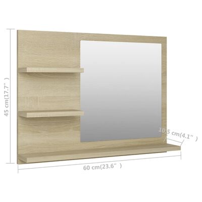 vidaXL Badspiegel Sonoma-Eiche 60x10,5x45 cm Holzwerkstoff