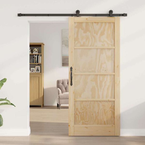 vidaXL Schiebet&uuml;r Nat&uuml;rlich und Schwarz 86 x 198,5 cm