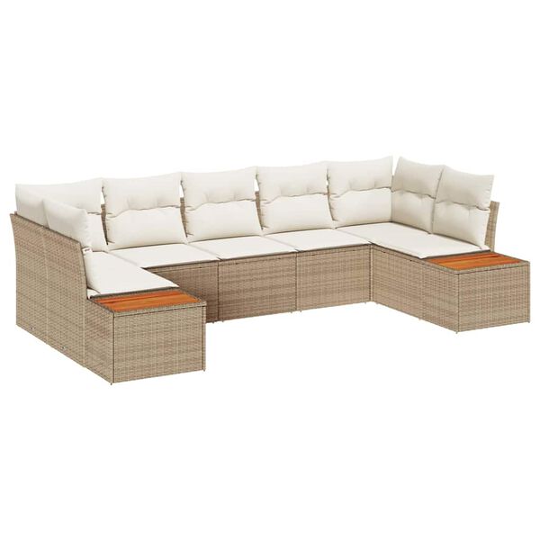 vidaXL Gartensofa-set mit Kissen 7 pcs Beige und Creme Polyrattan