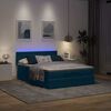 vidaXL Ottoman-Bett mit Matratze & LEDs Dunkelblau 140x200 cm Samt