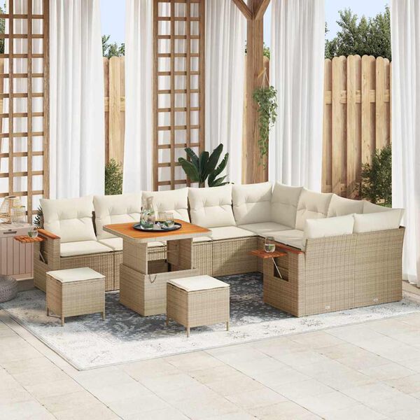 vidaXL Garten-Sofa-Set mit Kissen 12 pcs Beige und Creme