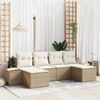 vidaXL Gartensofa-set mit Kissen 6 pcs Beige und Creme Poly Rattan