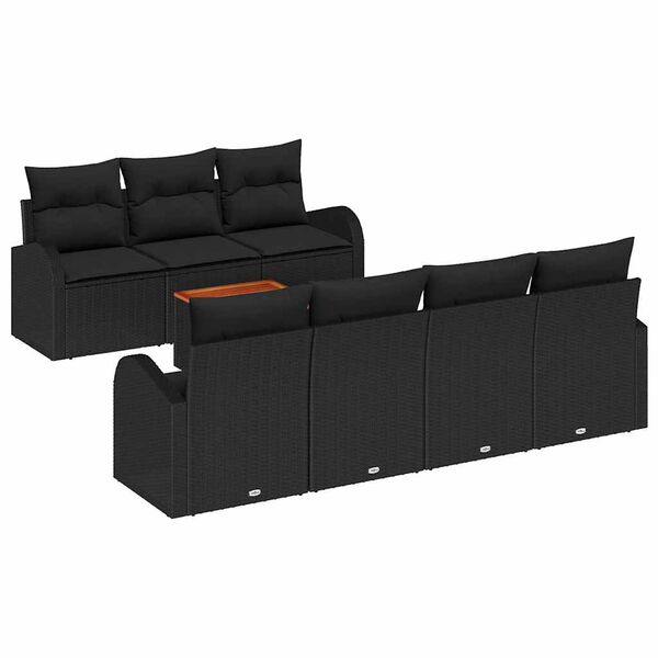 vidaXL Gartensofa-set mit Kissen 8 pcs Schwarz Poly-Rattan