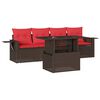 vidaXL 5-teiliges Gartensofa-Set mit Kissen, braun, Polyrattan