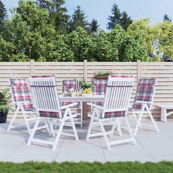 vidaXL Hochlehner-Auflagen 6 Stk. Rot Karomuster Oxford-Gewebe