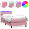 vidaXL Boxspringbett mit Matratze & LED Rosa 80x210 cm Samt