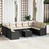 vidaXL Gartensofa-set 10 pcs Schwarz Poly-Rattan