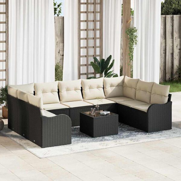 vidaXL Gartensofa-set 10 pcs Schwarz Poly-Rattan