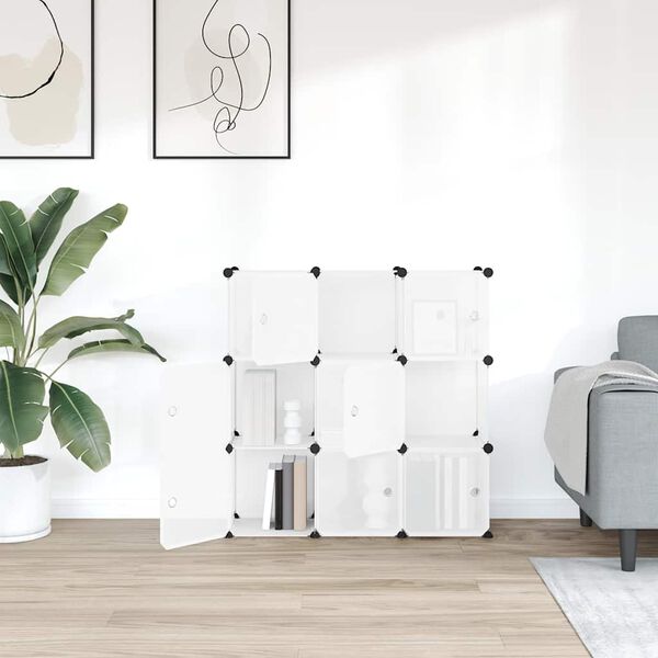 vidaXL Aufbewahrungsw&uuml;rfel-Organizer mit 9 W&uuml;rfeln und T&uuml;ren Transparent PP