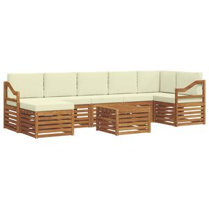 vidaXL Ecksofa Set mit Kissen 8 pcs Natur und Creme Massivholz Akazie