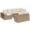 vidaXL 11-tlg. Garten-Sofagarnitur mit Kissen Beige Poly Rattan