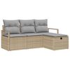 vidaXL Garten-Sofa-Set mit Kissen mit Speicher 4 pcs Beige Poly Rattan