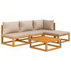 vidaXL 5-tlg. Garten-Lounge-Set mit Taupe Kissen Massivholz