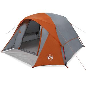 vidaXL Campingzelt 4 Personen Grau und Orange Wasserdicht