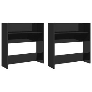 vidaXL Wand-Schuhschr&auml;nke 2 Stk. Hochglanz-Schwarz 60x18x60 cm