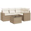 vidaXL 5-tlg. Garten-Sofagarnitur mit Kissen Beige Poly Rattan