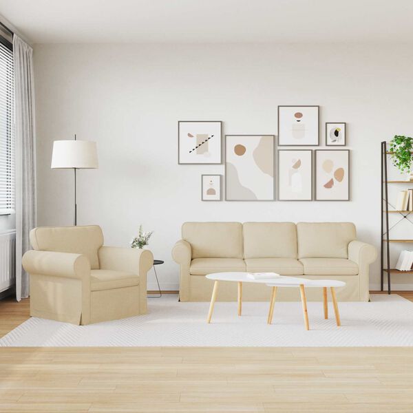 vidaXL Sofa 2 pcs Creme