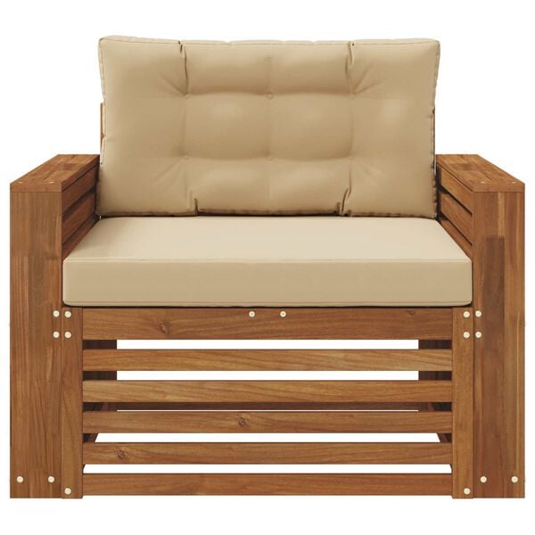 vidaXL Outdoor-Sofagarnitur Massives Akazienholz und Polyester Natur