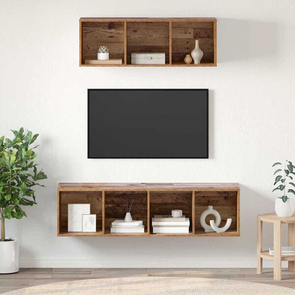 vidaXL TV-Schrankset Wandmontiert 2 pcs Altholz Holzwerkstoff