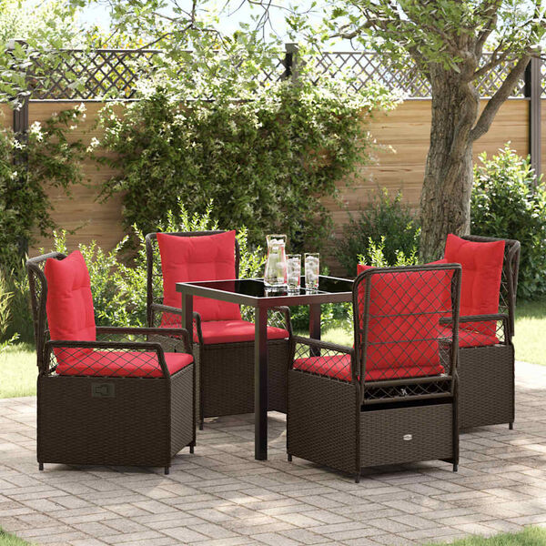 vidaXL Garten Essgruppe 5 pcs Braun Poly-Rattan