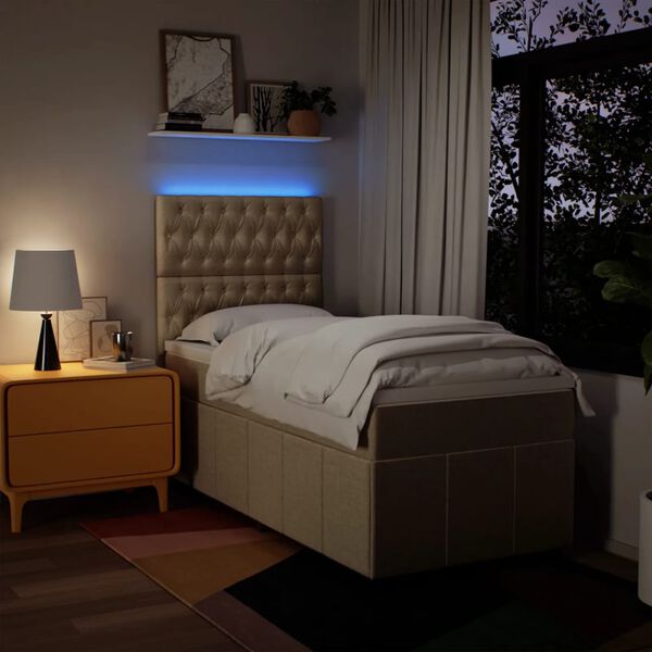 vidaXL Boxspringbett mit Matratze Creme 80x200 cm Stoff