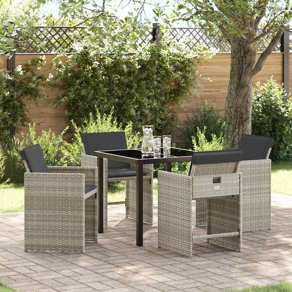 vidaXL Garten Essgruppe 5 pcs Hellgrau Poly-Rattan