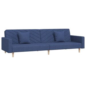 vidaXL Schlafsofa 2-Sitzer mit 2 Kissen Blau Stoff