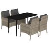 vidaXL 5-tlg. Garten-Essgruppe mit Kissen Hellgrau Poly Rattan